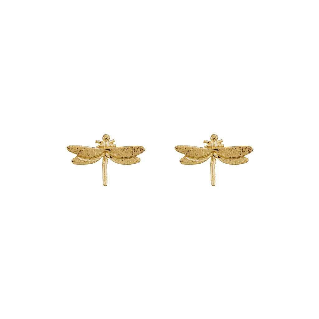 A.M. Teeny Tiny Dragonfly Stud Earrings 18ct Solid Gold