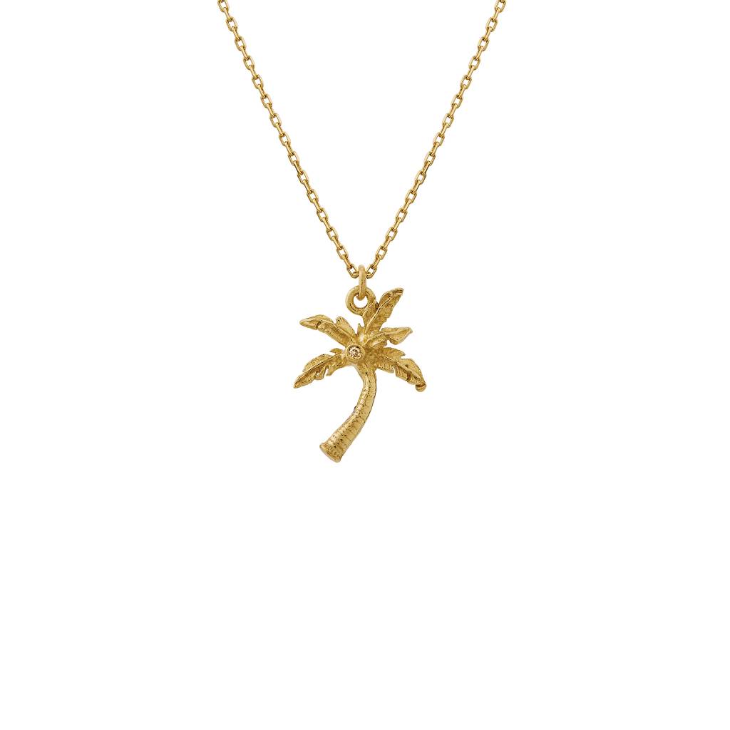 A.M. Teeny Tiny Palm Tree Necklace 18ct Solid Gold