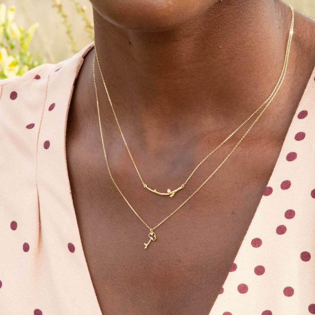 A.M. Teeny Tiny Garden Key Necklace 18ct Solid Gold