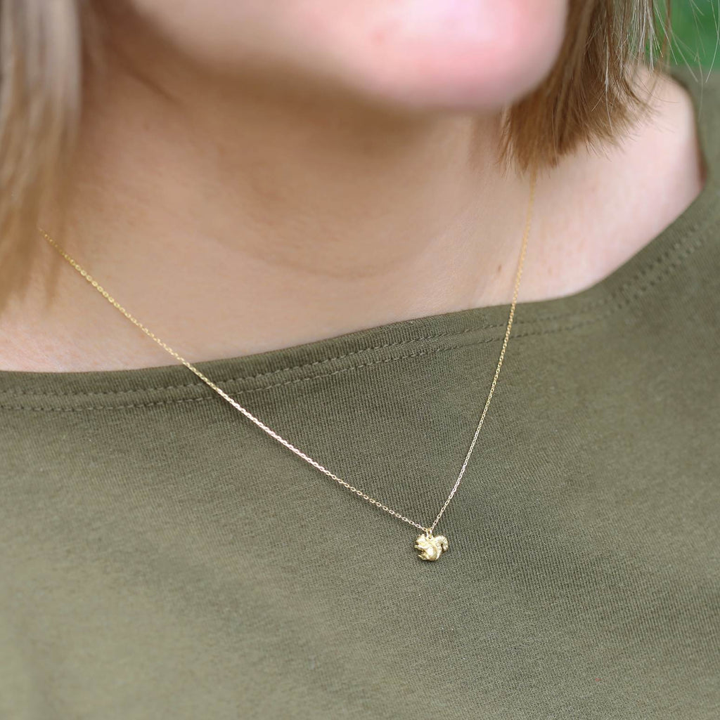 A.M. Teeny Tiny Squirrel Necklace 18ct Solid Gold
