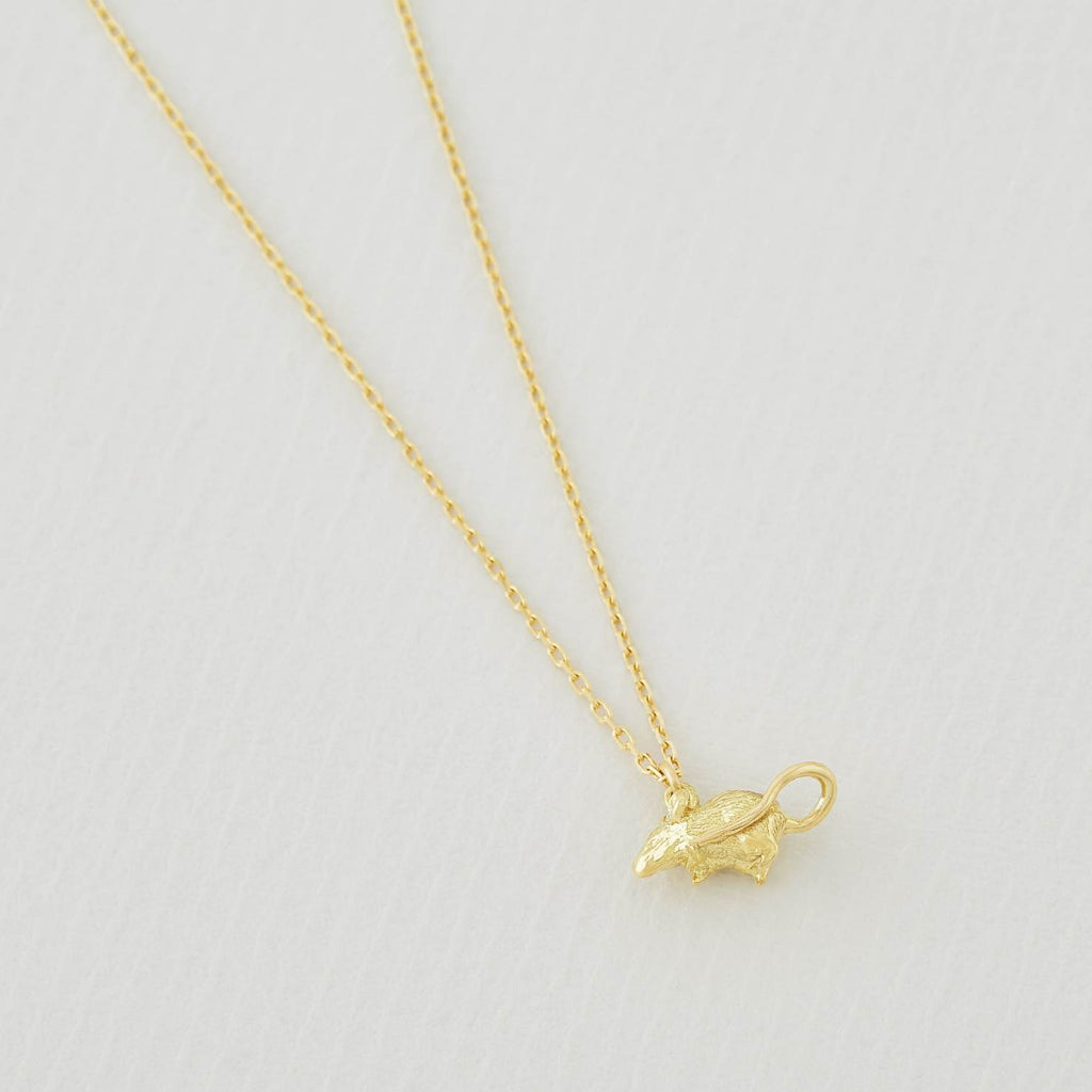 A.M. Teeny Tiny Mouse Necklace 18ct Solid Gold