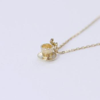 A.M. Teeny Tiny Cup & Saucer Necklace 18ct Solid Gold