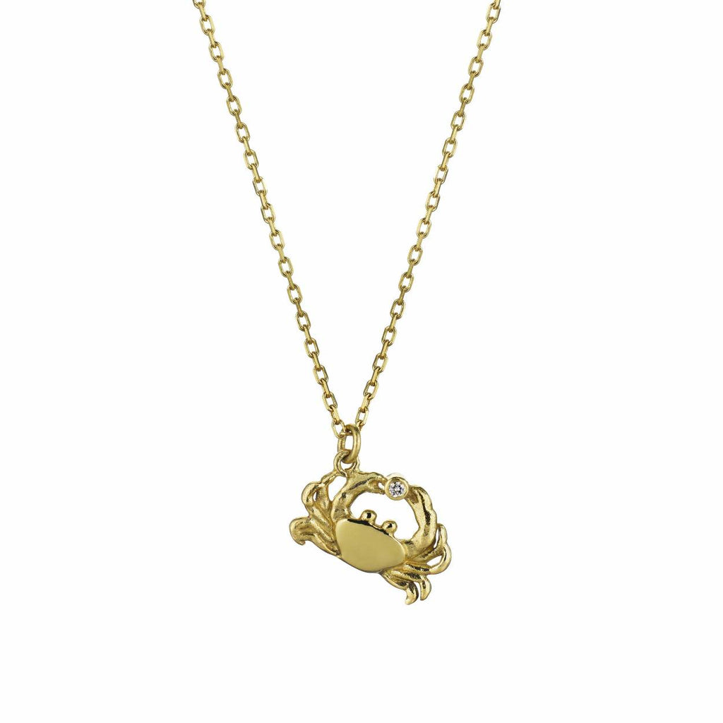 A.M. Teeny Tiny Crab Necklace 18ct Solid Gold