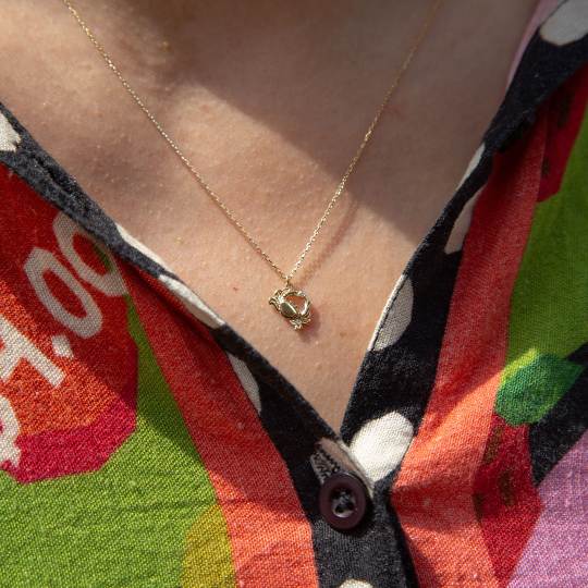 A.M. Teeny Tiny Crab Necklace 18ct Solid Gold