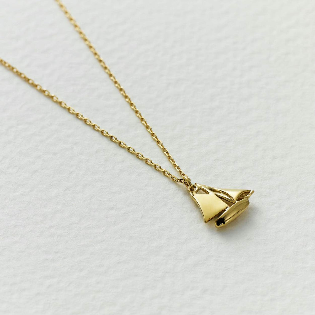 A.M. Teeny Tiny Sailing Boat Necklace 18ct Solid Gold