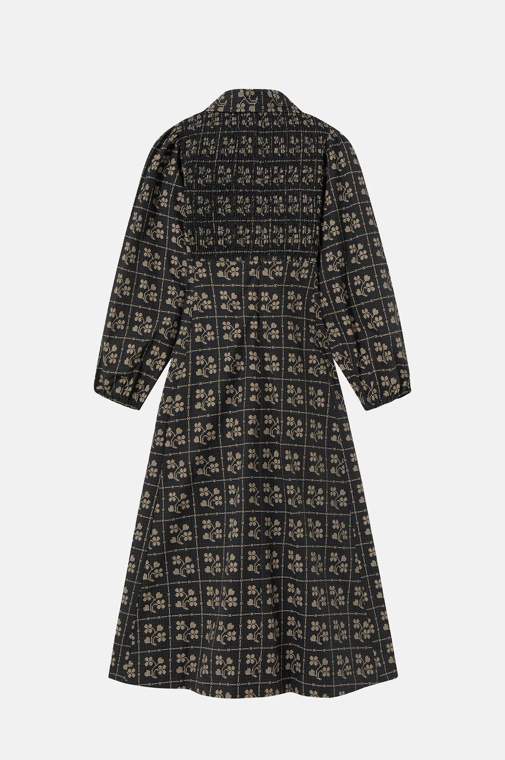 Dots Flowers Smock Dress Navy