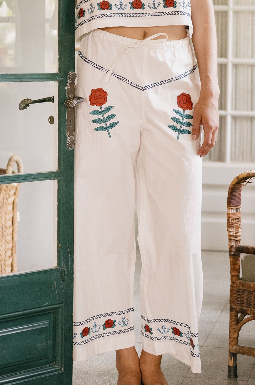 Embroidered Pants Off-White