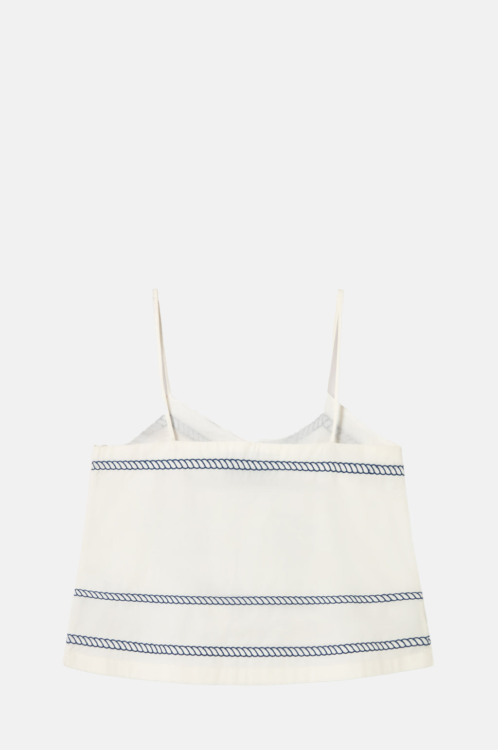 Embroidered Straps Top Off-White