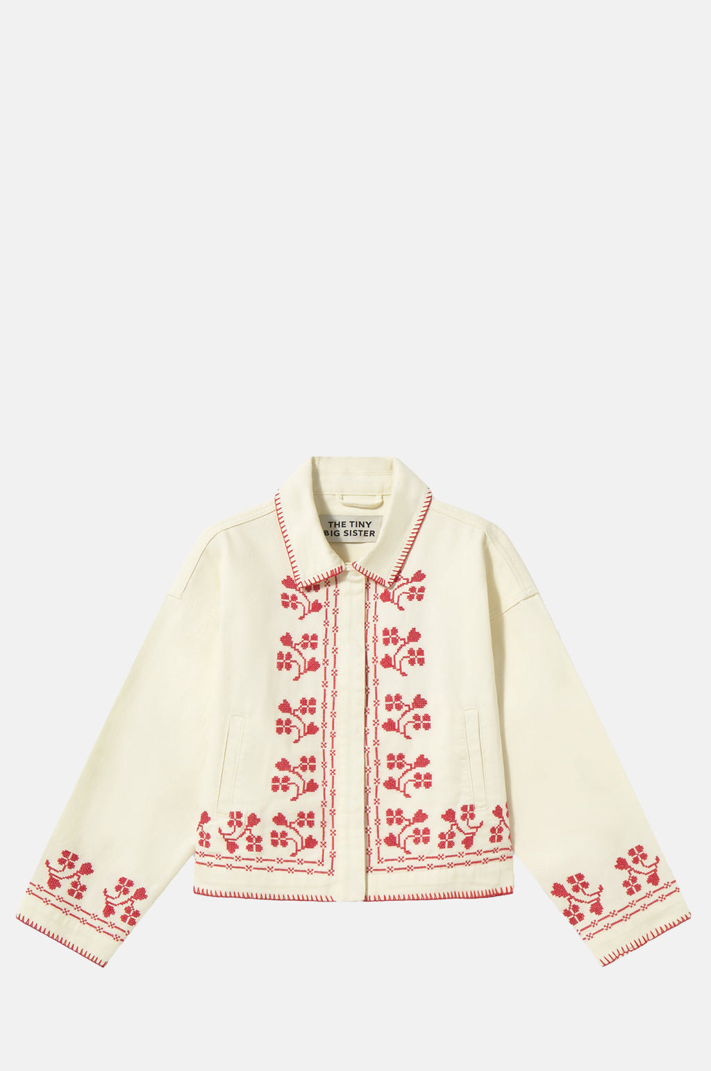 The Tiny Big Sister Embroidery Denim Jacket.