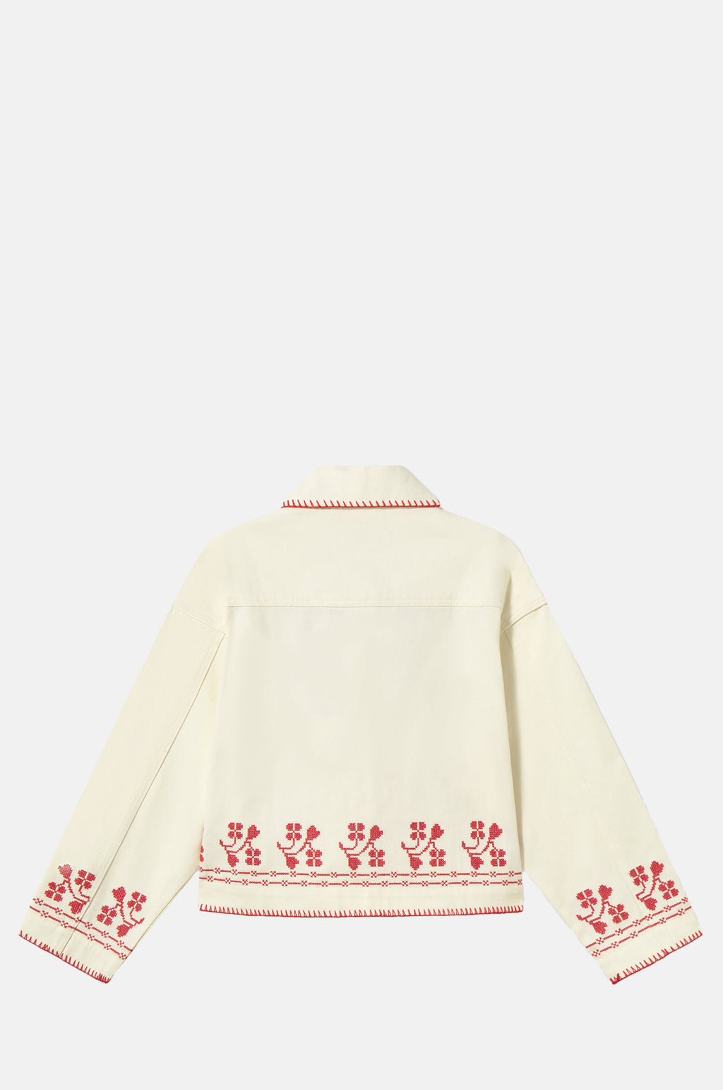 Embroidery Denim Jacket Light Cream