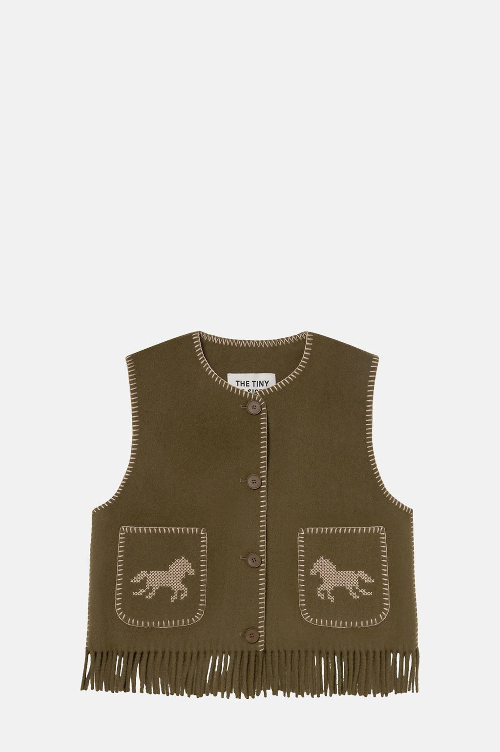 The Tiny Big Sister Horses Embroidered Vest.