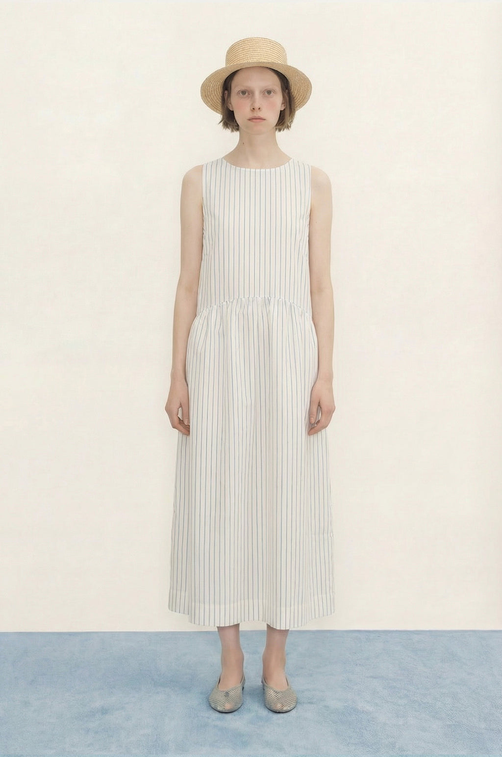 Low Back Striped Dress White