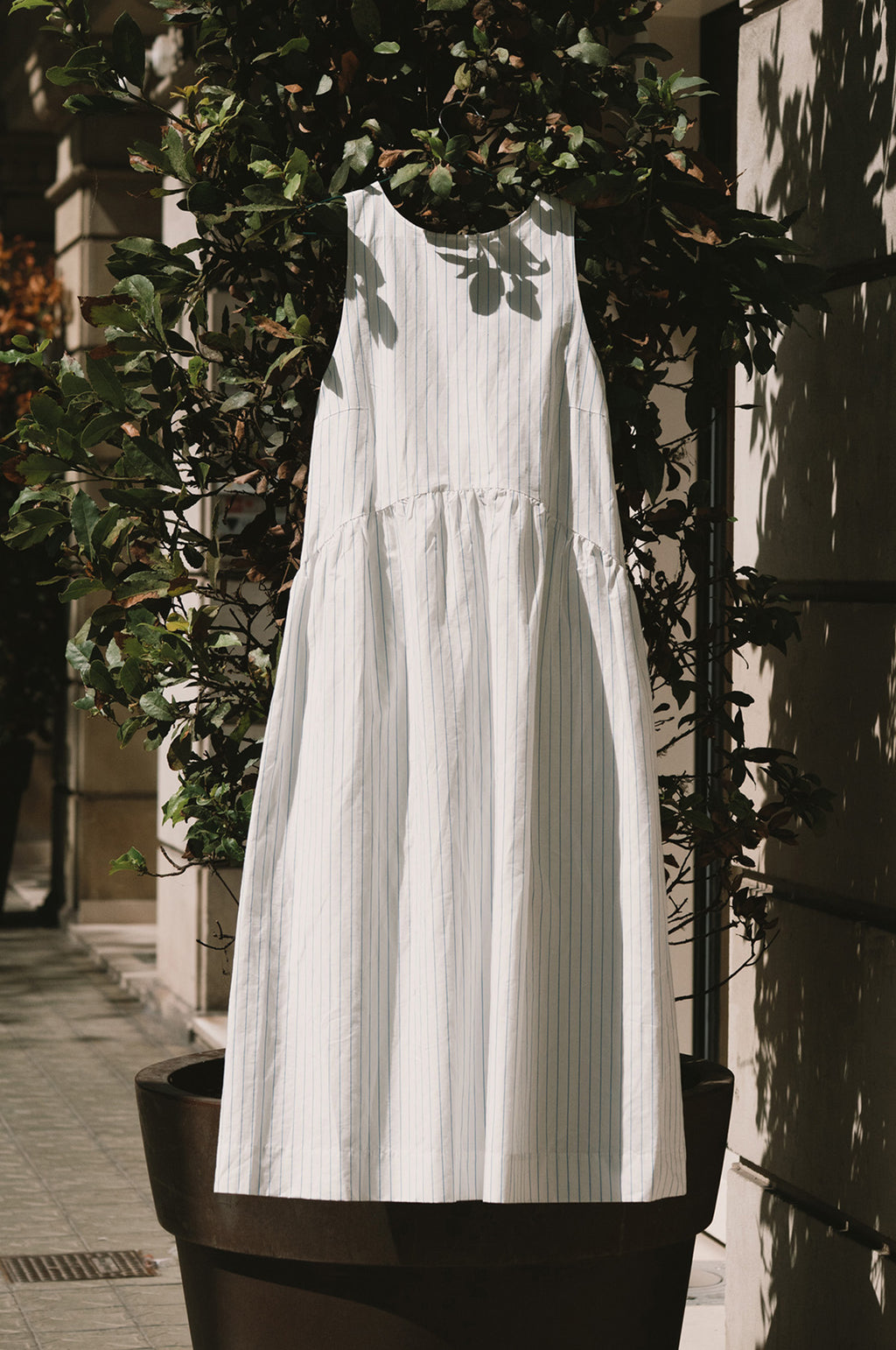 Low Back Striped Dress White