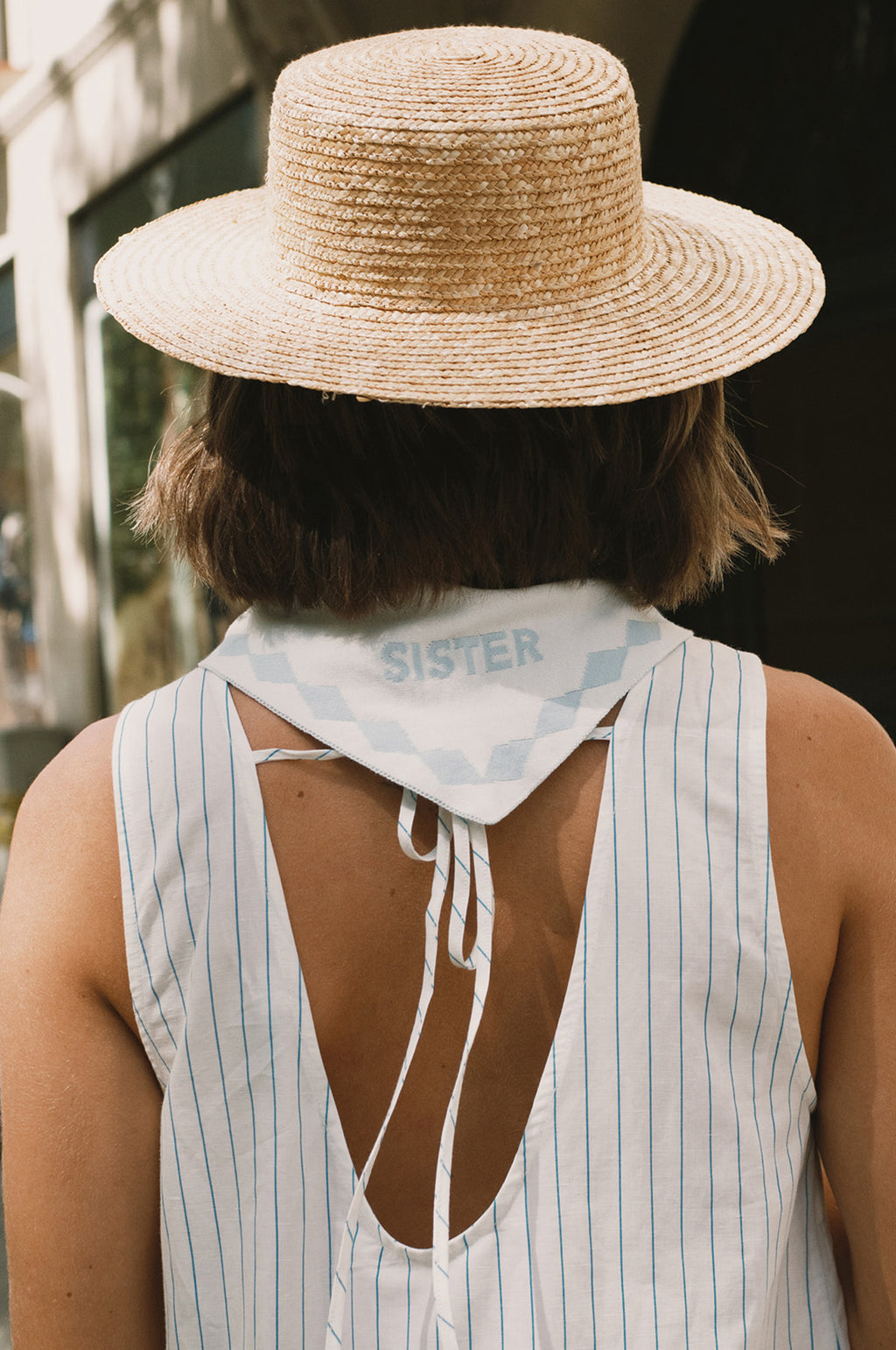 Low Back Striped Dress White
