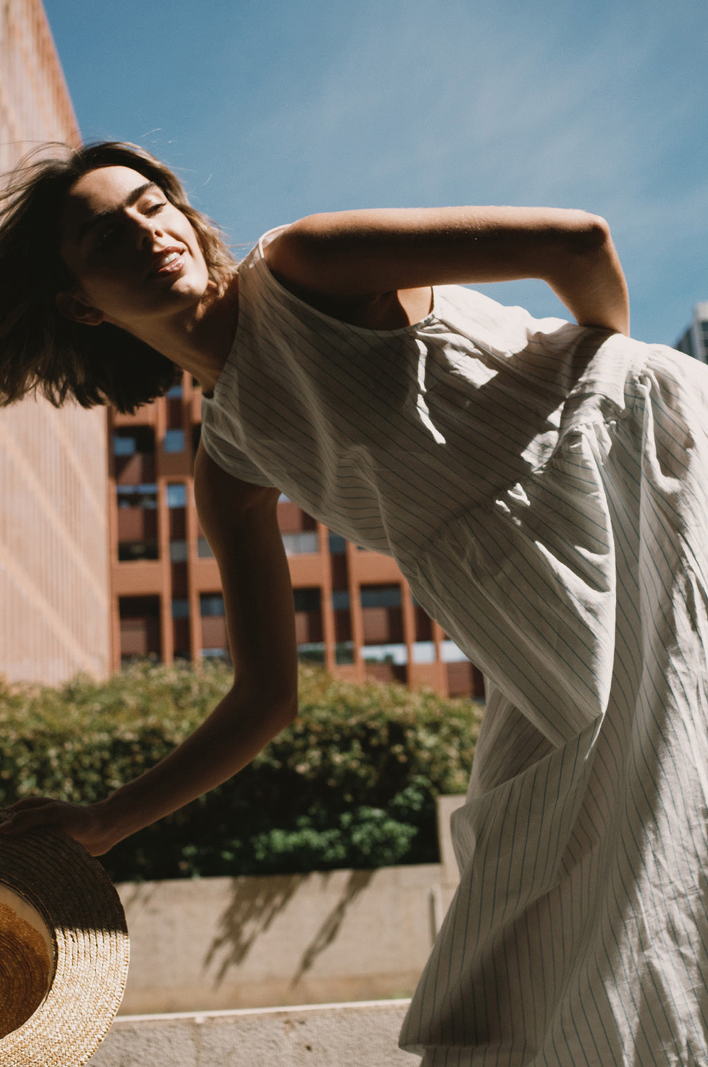 Low Back Striped Dress White