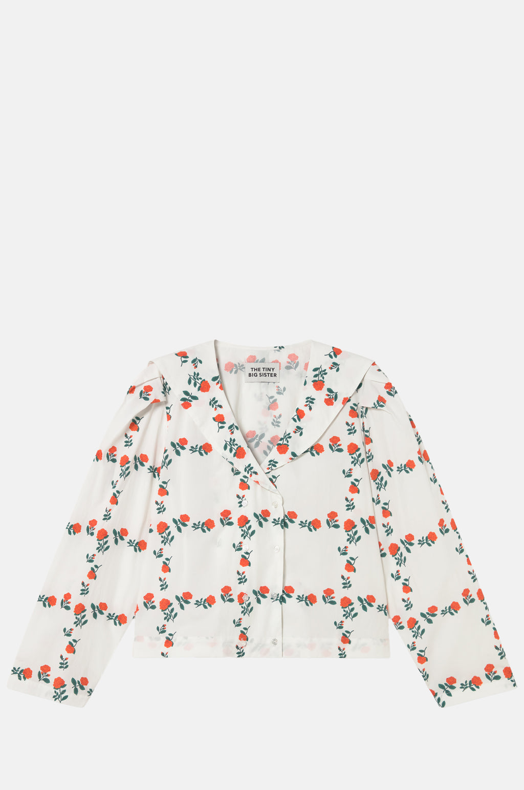 The Tiny Big Sister Roses Grid Sailor Neck Blouse.