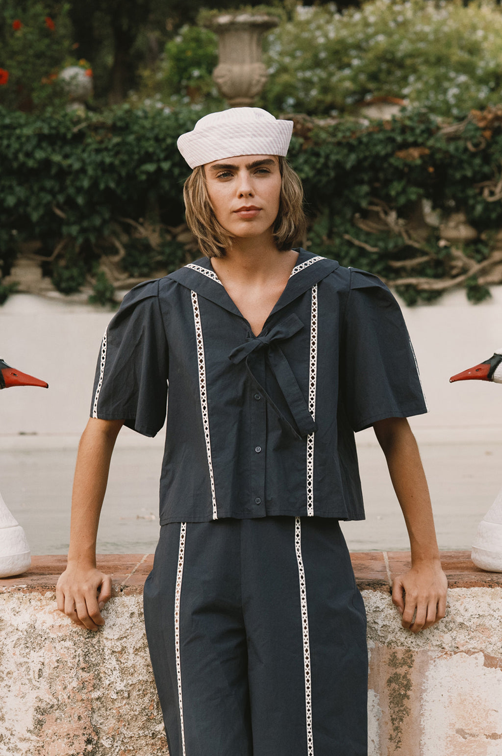 Sailor Neck Blouse Navy