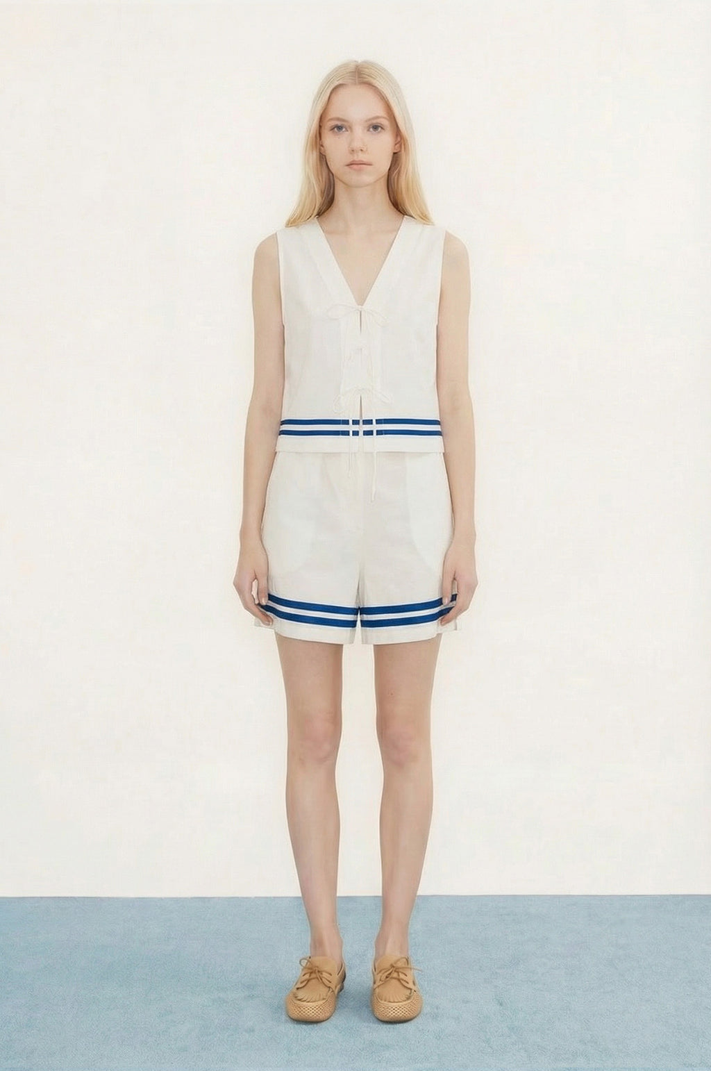 Stripes Elasticated Shorts Off White