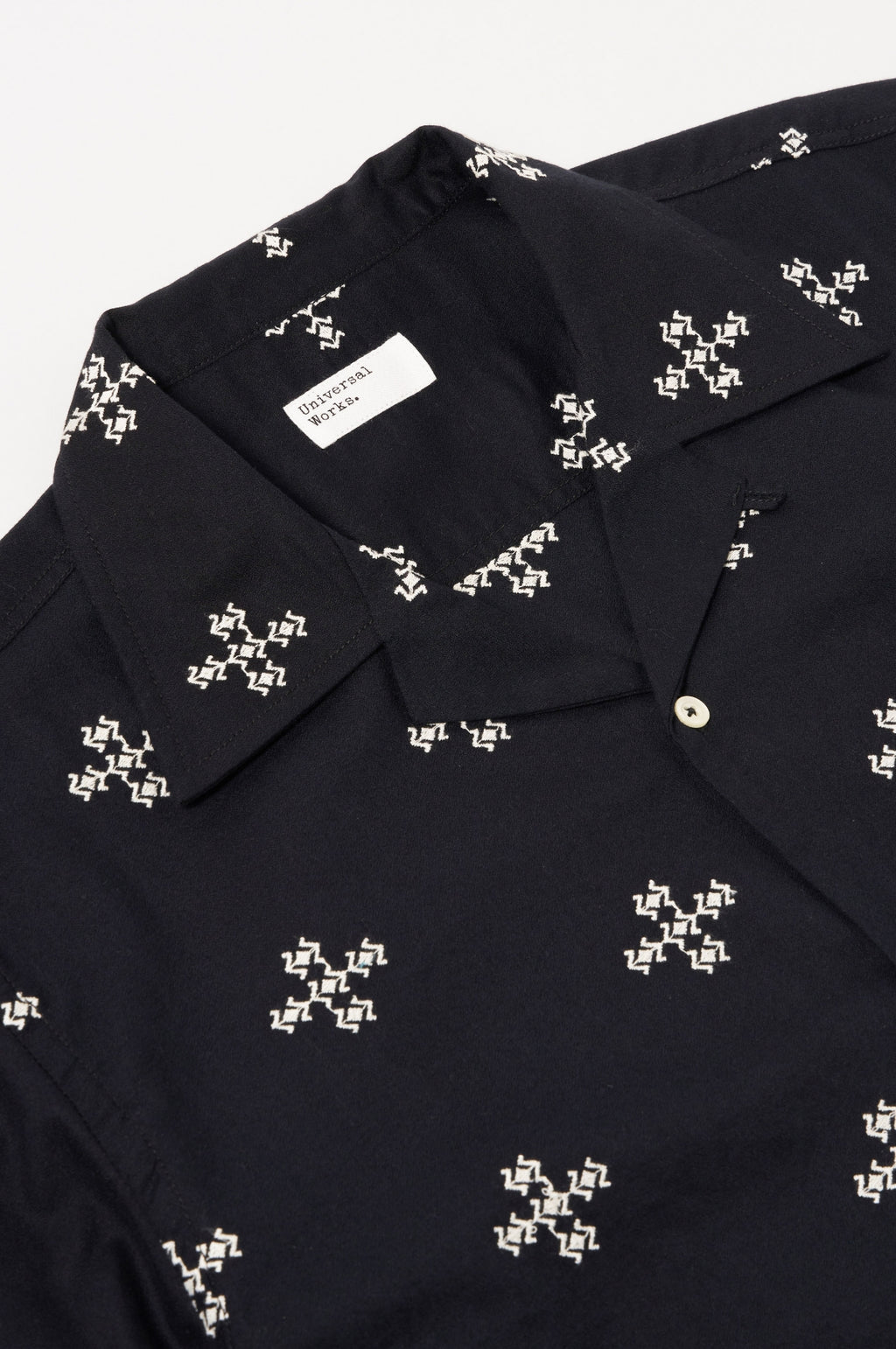 Camp Shirt Embroidered Diamond Black