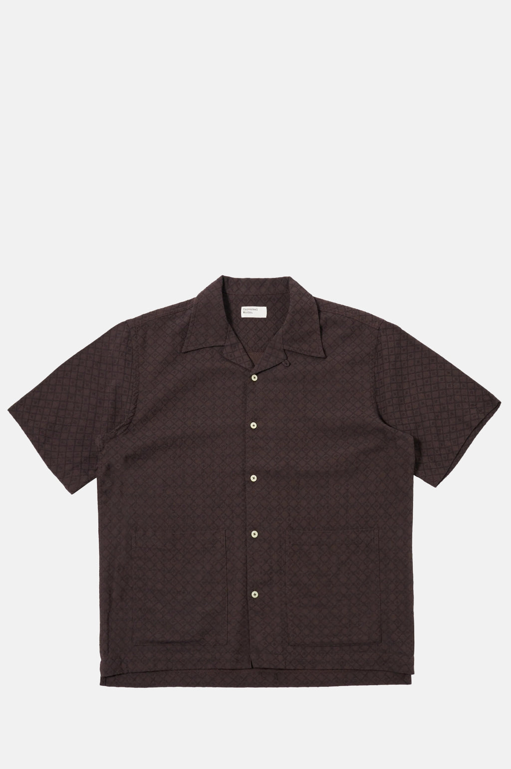 Universal Works Deck Shirt Diamond Dobby Brown.