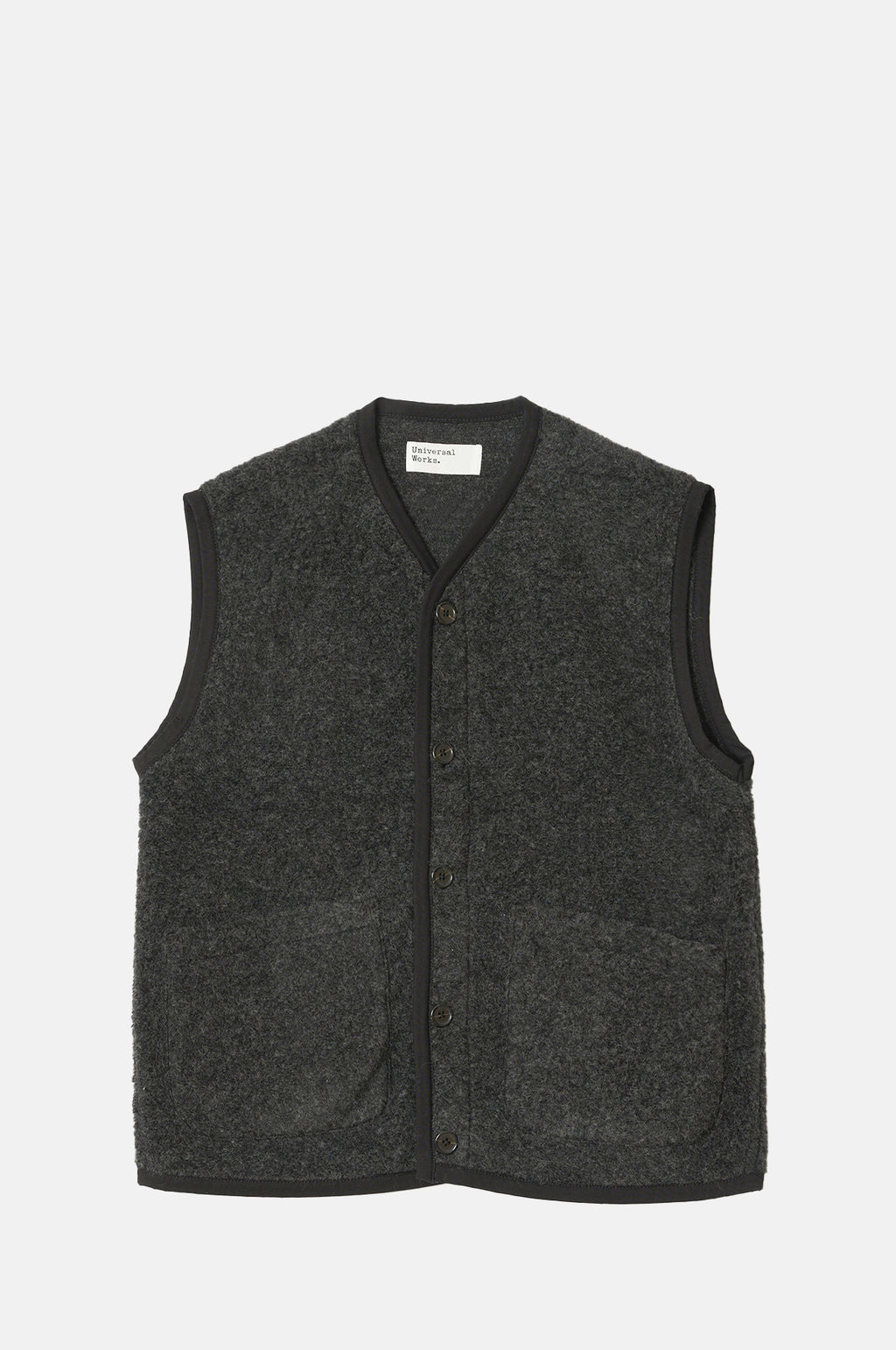 Universal Works Lancaster Gilet Charcoal.