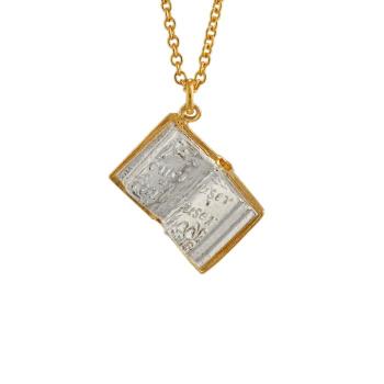 A.M. Alice in Wonderland Open Book Necklace