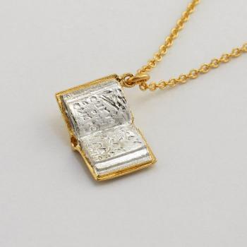 A.M. Alice in Wonderland Open Book Necklace