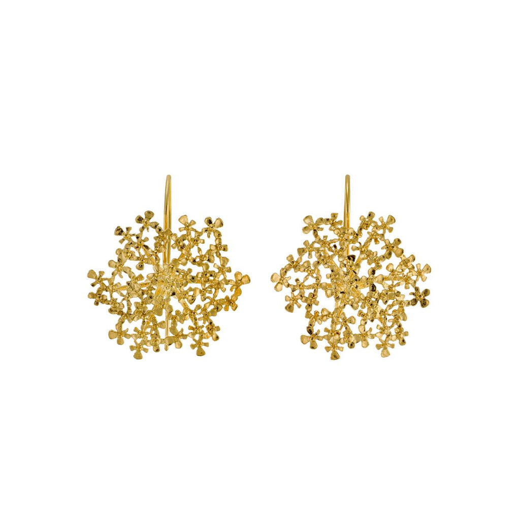 A.M. Cow Parsley Bloom Hook Earrings Gold