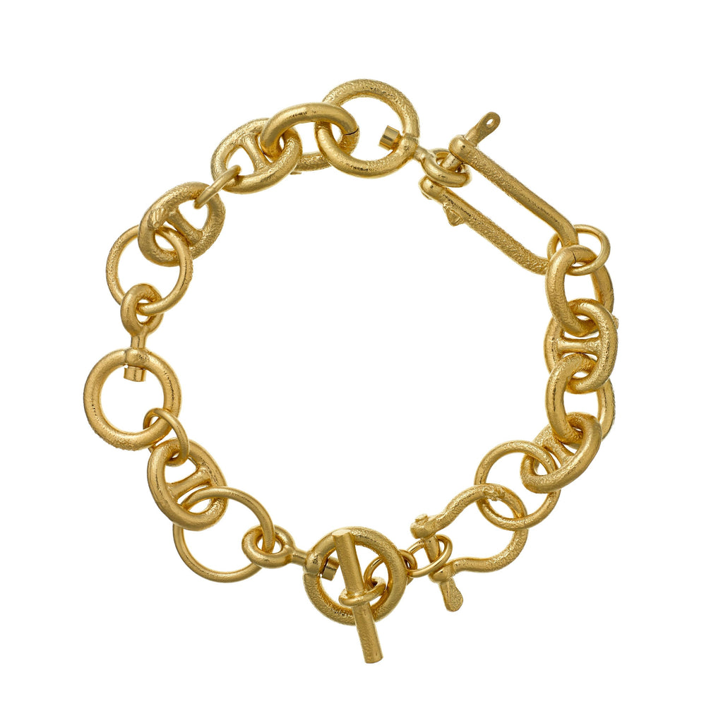 A.M. Heavy Chain Boatyard Link Toggle Clasp Bracelet Gold