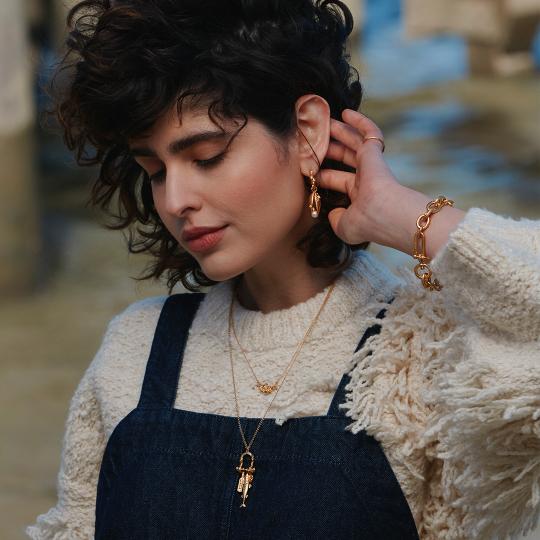 A.M. Heavy Chain Boatyard Link Toggle Clasp Bracelet Gold