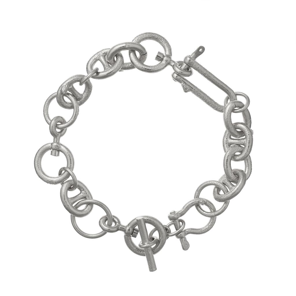 A.M. Heavy Chain Boatyard Link Toggle Clasp Bracelet Silver