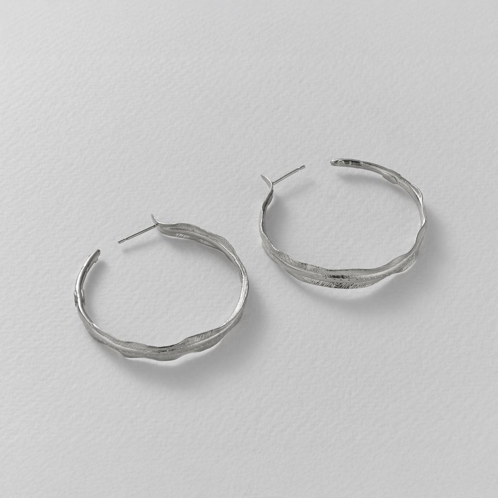 A.M. Silver Eel Hoop Earrings Silver
