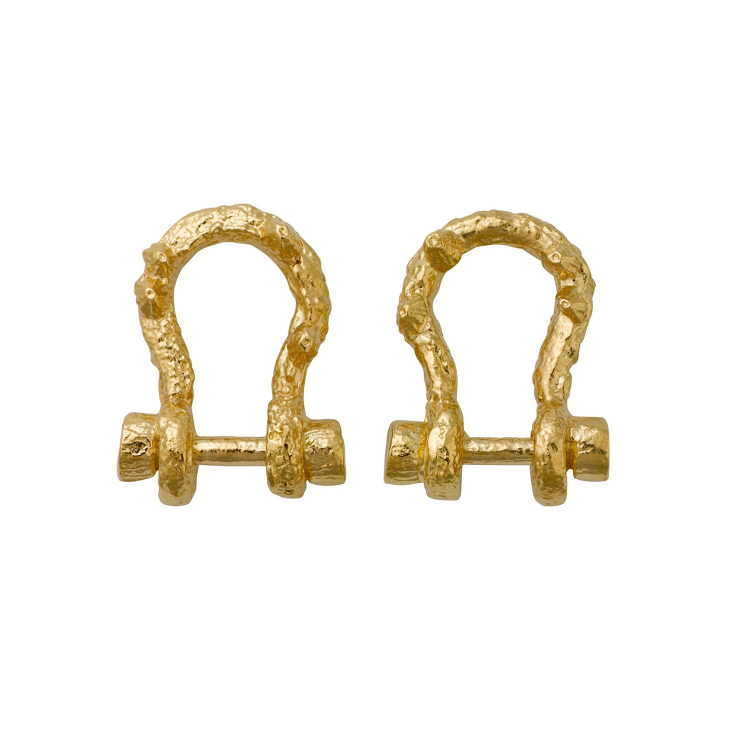 A.M. Aged Boatyard Link Stud Earrings Gold