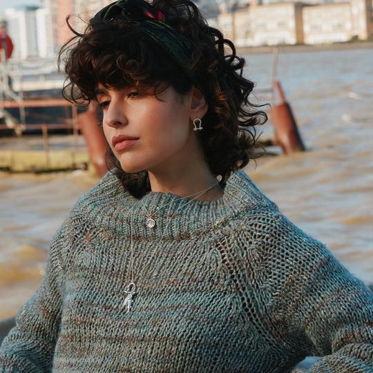 A.M. Aged Boatyard Link Stud Earrings Silver