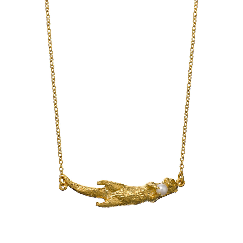 A.M. Otter & Pearl Inline Necklace Gold
