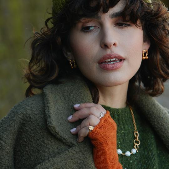 A.M. Mudlarked Anchor Token Stacker Ring Gold