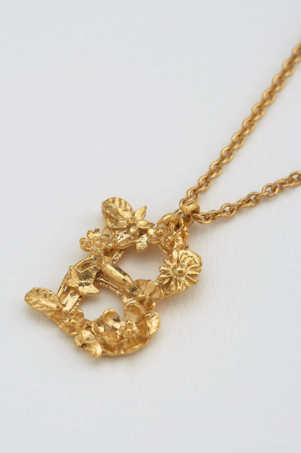 Floral Letter B Necklace Gold Plate