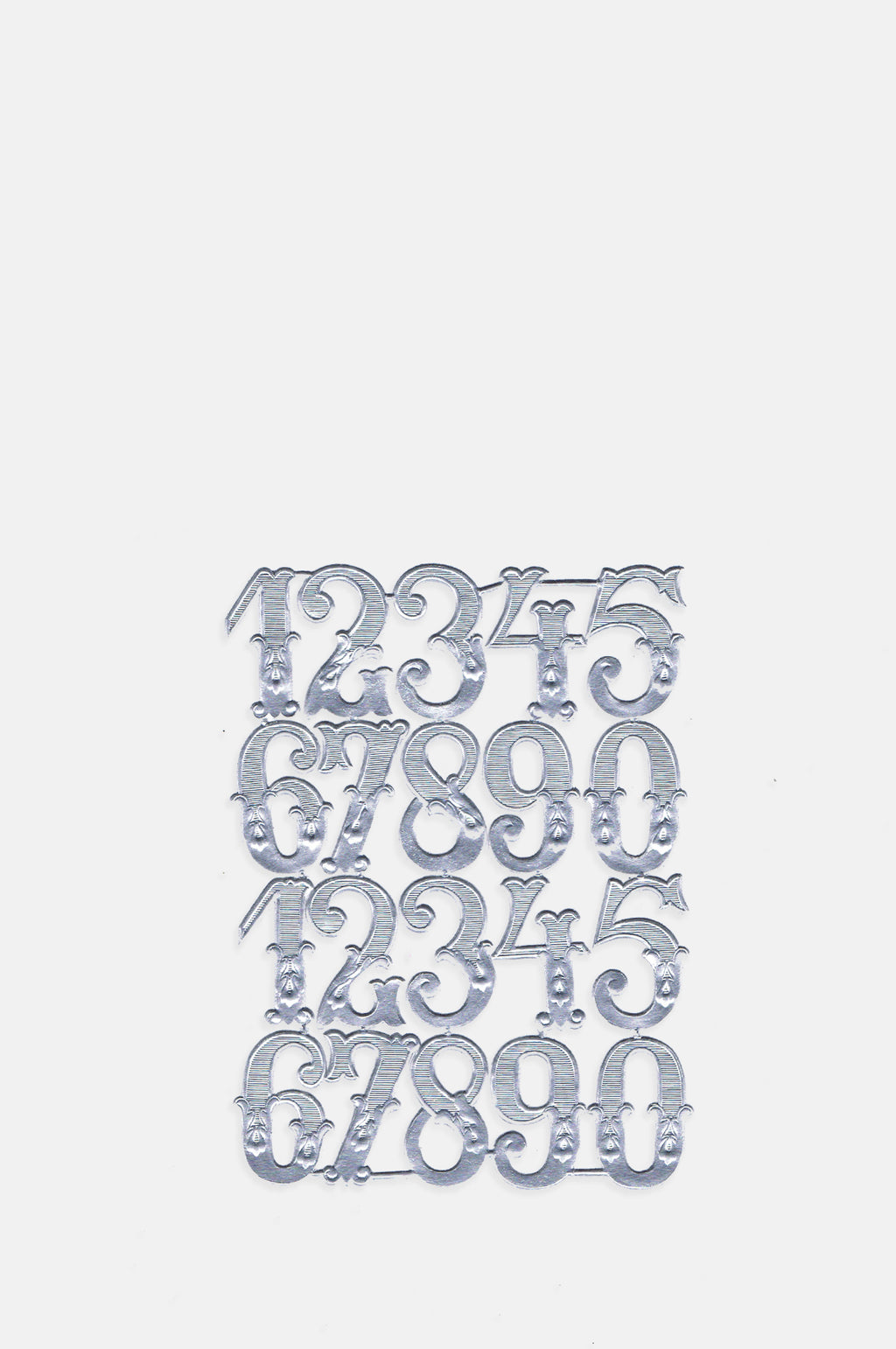 Dresden Number Assortment Silver 2 Sheets