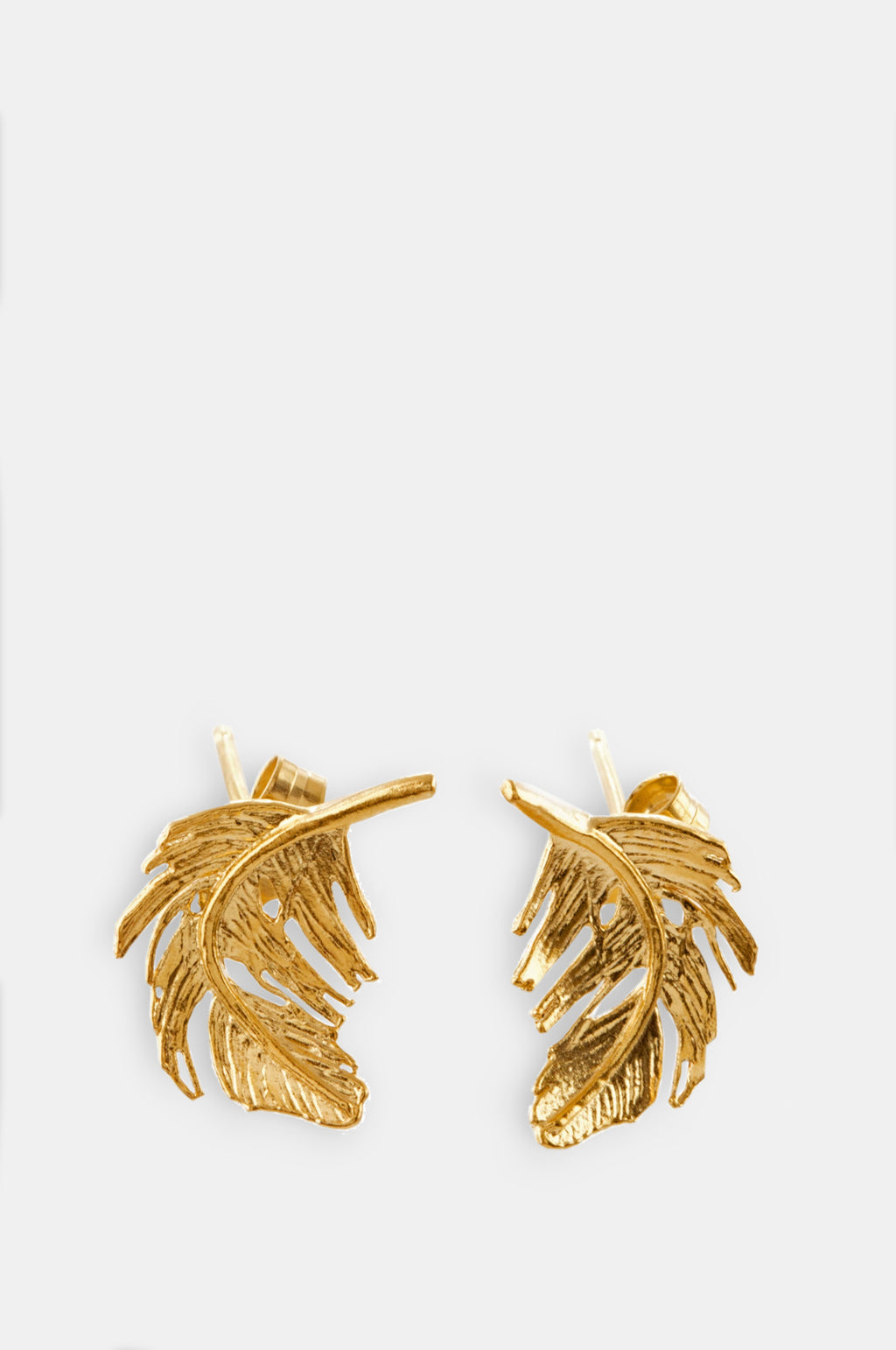 Feather Stud Earrings Gold