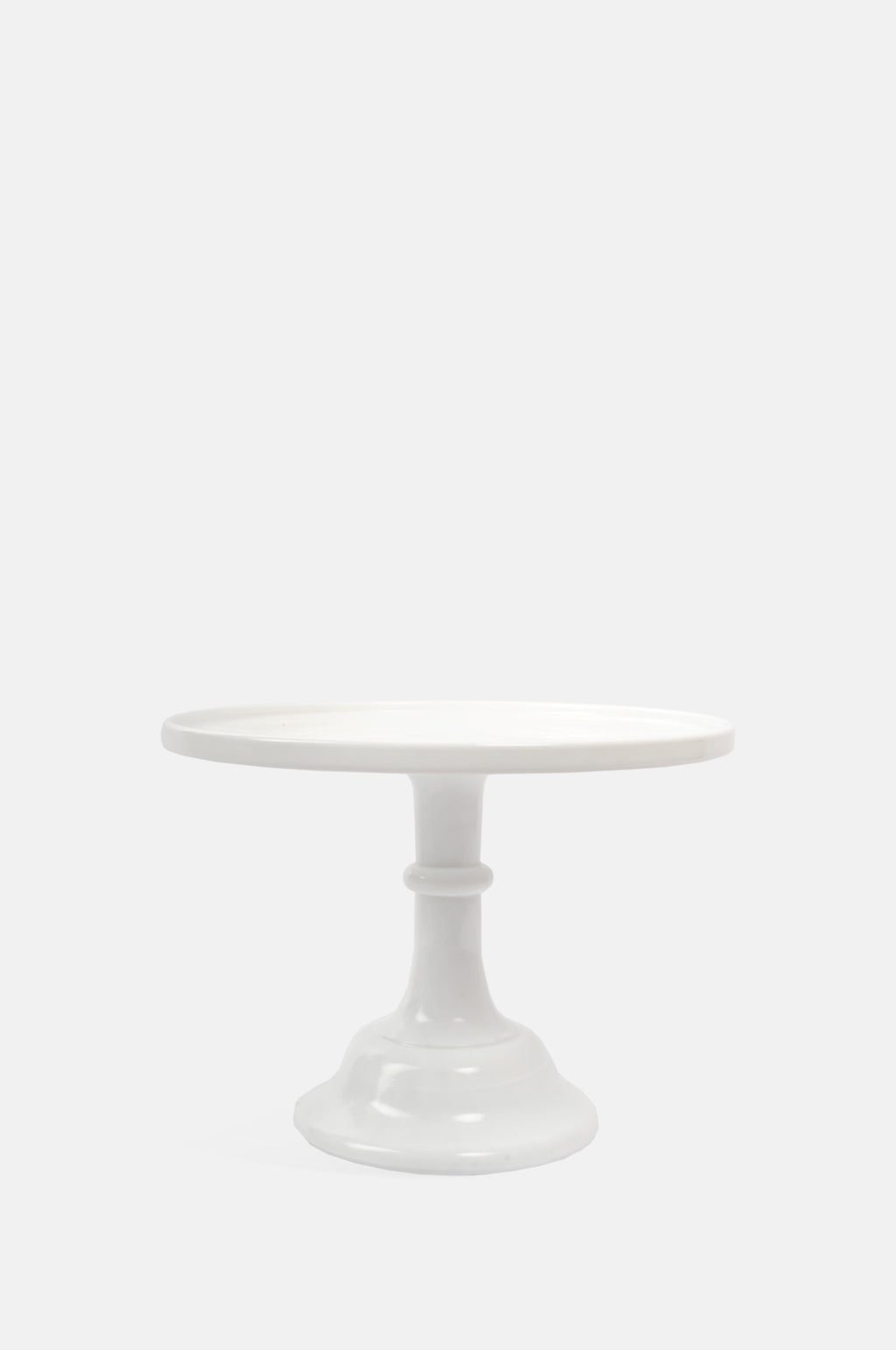 Mosser Glass moulded 10 inch milk white footed cake plate.