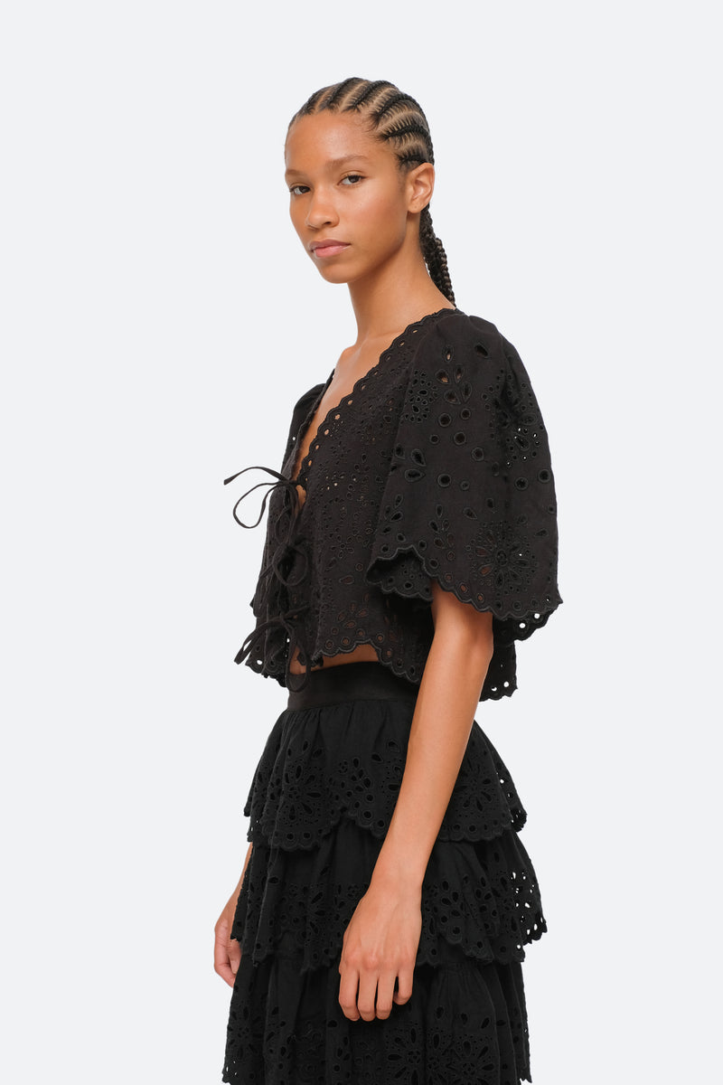 Tali Lace S/slv Top Black