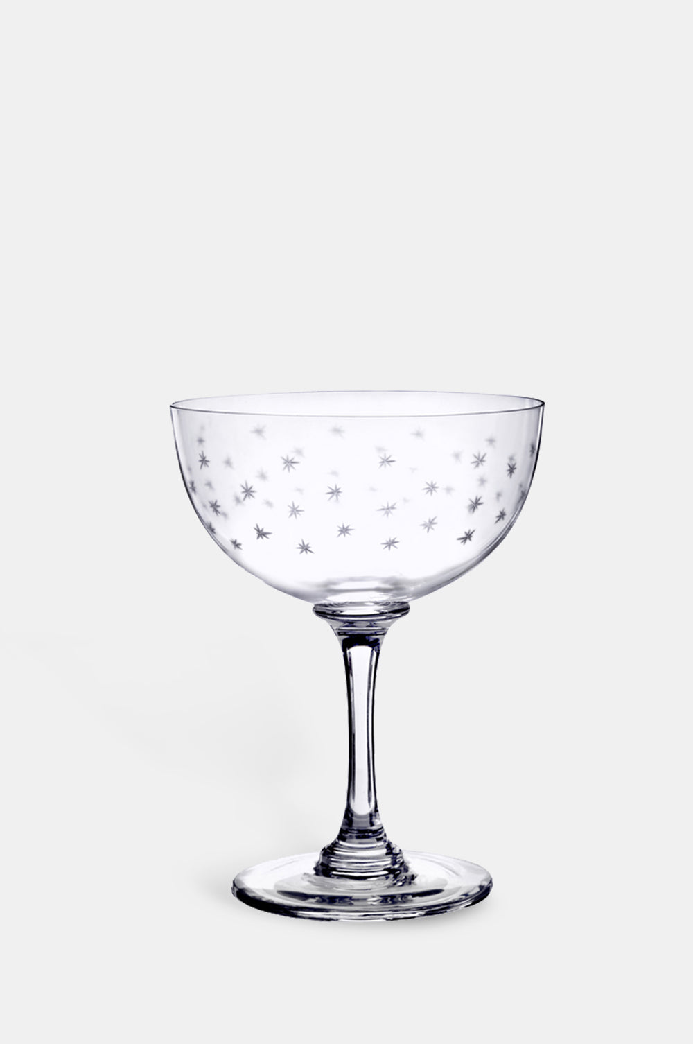 The Vintage List stars champagne saucer set with engraved star detailing.