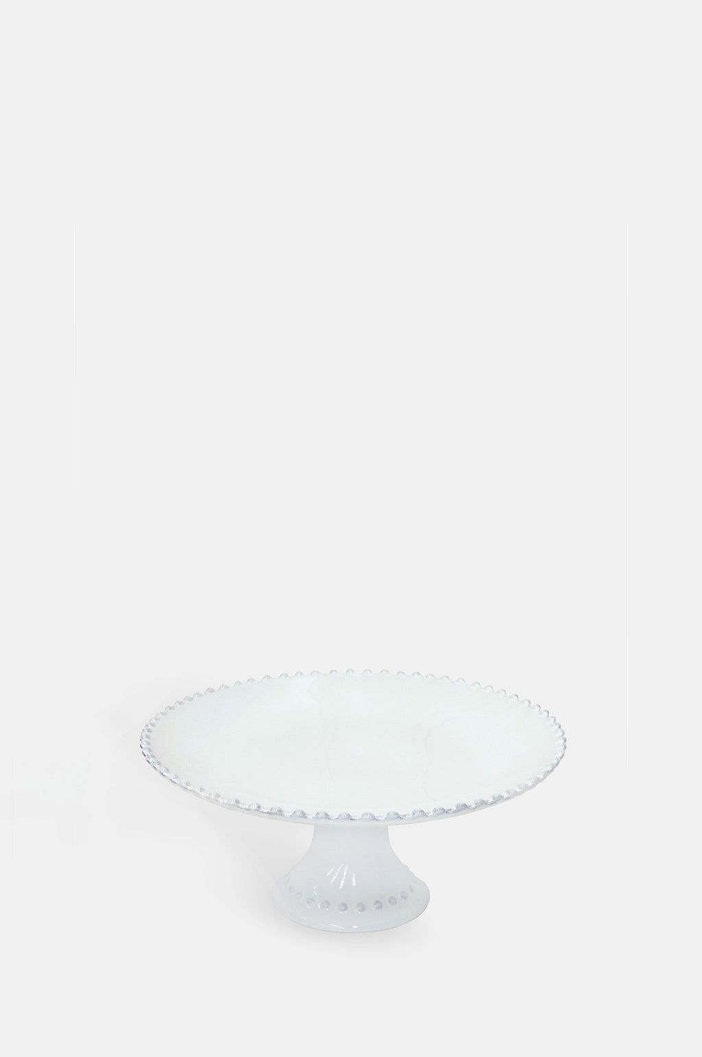 Costa Nova pearl white footed cake plate 22cm with pearl edging.