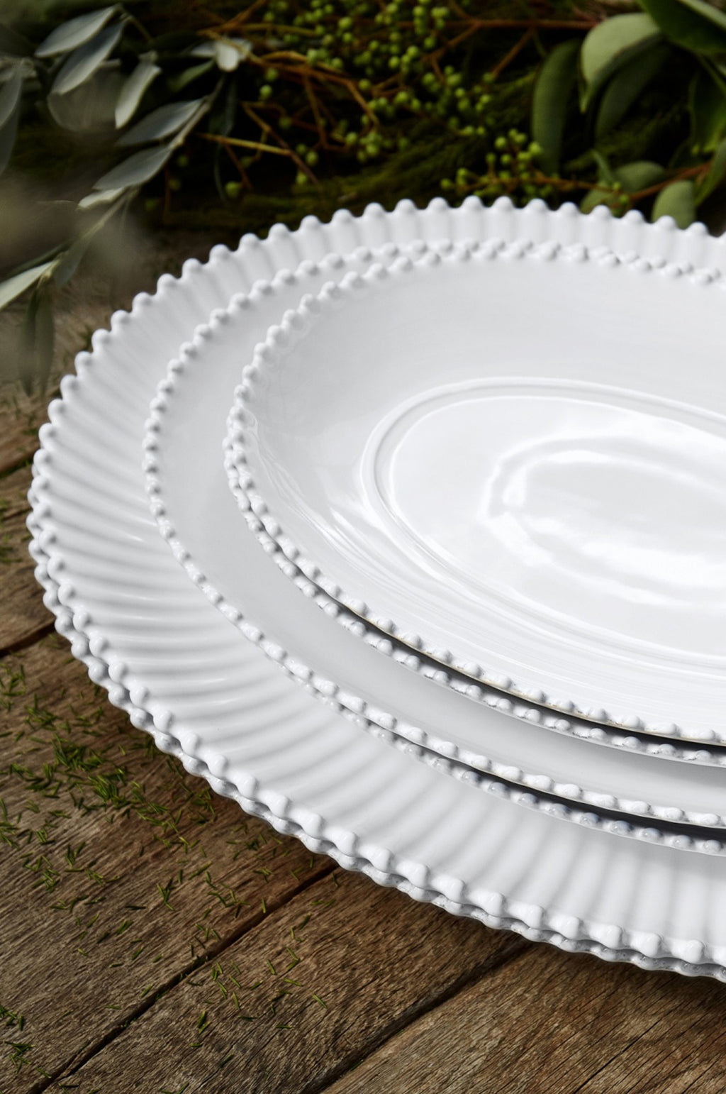 Pearl White Oval Platter Medium