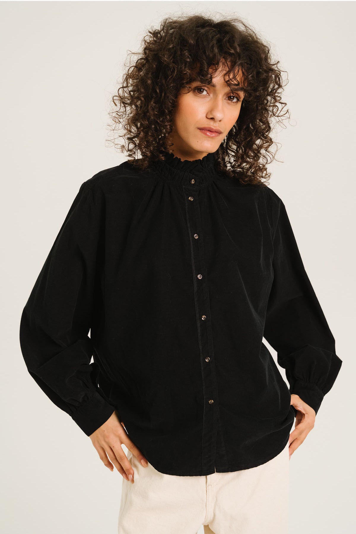 Soline Velvet Blouse Noir