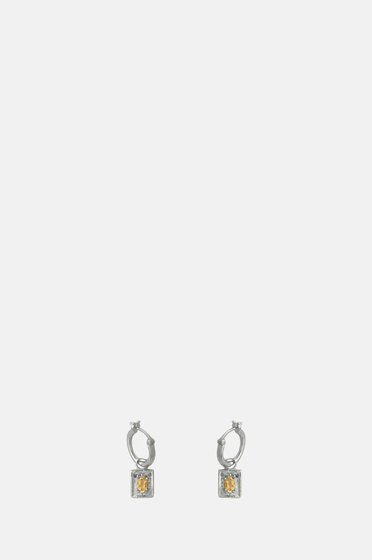 Citrine Flash Silver Hoops