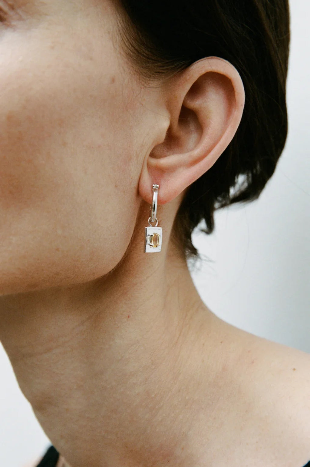 Citrine Flash Silver Hoops