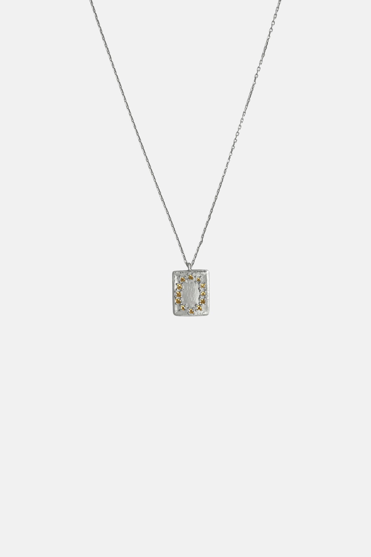 ABOAB Citrine L.B Clock Mini Pendant Silver Necklace.