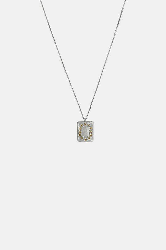 Citrine L.B. Clock Mini Pendant Silver Necklace