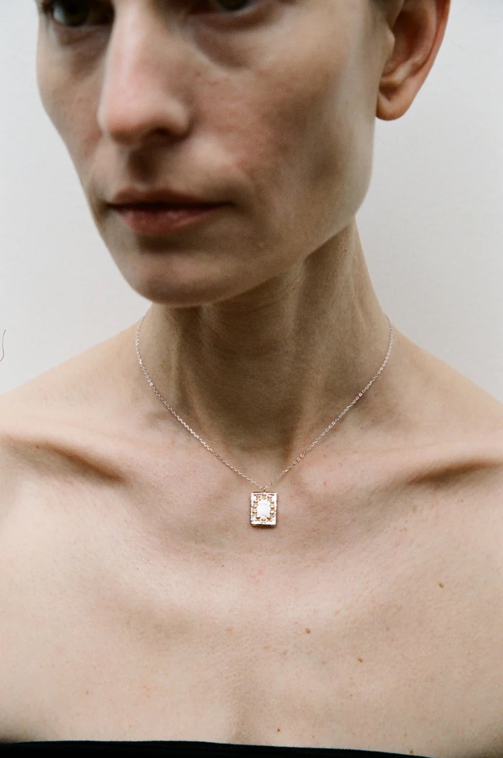Citrine L.B. Clock Mini Pendant Silver Necklace
